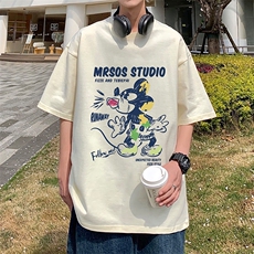 T370P26夏季新款美式纯棉短袖T恤ins衣服宽松半袖体恤字母印花，男装T恤，星座304A