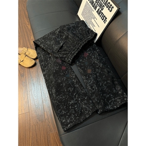 春装高品质扎染刺绣工艺弯刀卫裤男重磅复古垂感休闲运动裤阔腿裤图片