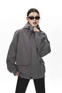 可二开发光贴片连帽工装冲锋衣大码M-5XL夹克女JK78076P85控128图片