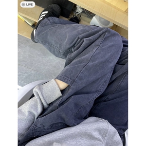 美式军绿色伐木工装裤宽松直筒复古高街潮牌伞兵阔腿裤DG01 P65特图片