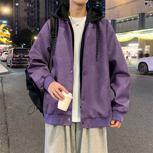 假两件机车服皮衣外套男高级感痞帅宽松休闲pu皮夹克JK0196-P93图片