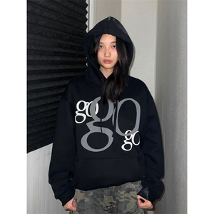 C321-P55 基础款男女情侣字母 印花连帽卫衣图片