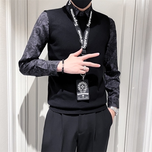 2025年秋季男款修身休闲假两件衬衫毛衣针织衫打底M04-P78控108图片