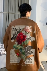 抖音品质潮流港风复古玫瑰宽松休闲卫衣JK23388特批36-控59，男装卫衣，星座605(原A050)