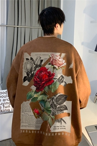 抖音品质潮流港风复古玫瑰宽松休闲卫衣JK23388特批36-控59图片