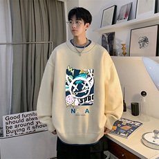 控78假两件毛衣男大码加绒针织衫男毛线衣M80275-P55加绒P70，男装针织衫/毛衣，电商A040