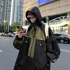 冲锋衣夹克男韩版潮流连帽拼色高街2023冬季新款ins外套W5384-P70，男装夹克，星座412-3