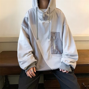 设计感半拉链卫衣男连帽外套春秋季套头小众情侣装上衣 W5937-P39图片