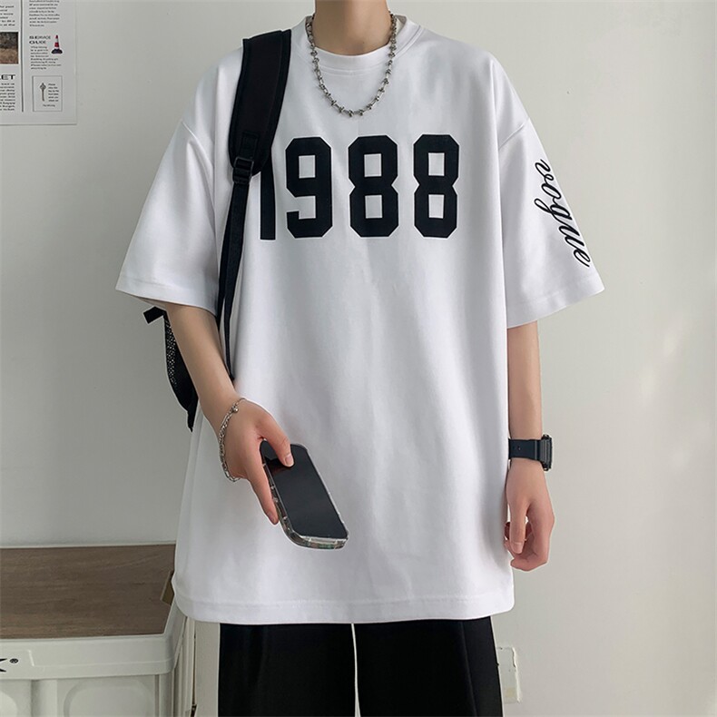 冰氧仿短袖港风白墙夏季休闲百搭刺绣纯色男上衣TC3147-P22控48,男装T恤,星座717