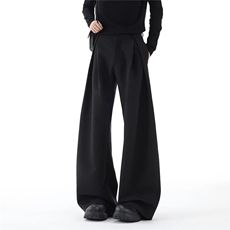 1506/QLZ3710/P51老钱风立体双层褶弯刀西裤男女春季休闲裤子，男装西裤，星座1506