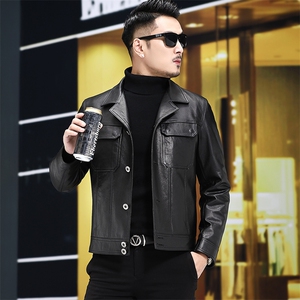 DLSN81993男士2023秋冬新款头层牛皮皮衣男翻领休闲短款P850图片
