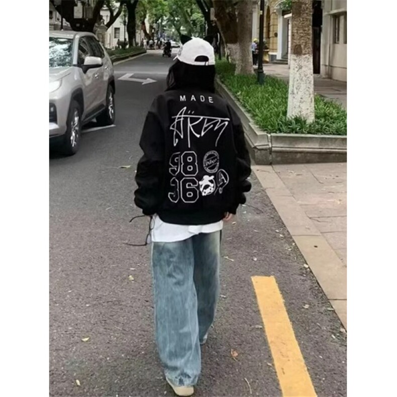 复古刺绣飞行夹克男女春秋小众设计感宽松百搭棒球服外套JA222,男装夹克,星座1116A（原606A-3）