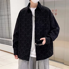 2023秋季发泡印花纯色衬衫男韩版潮流宽松衬衣外套W5254-P38，男装衬衫，星座512-2