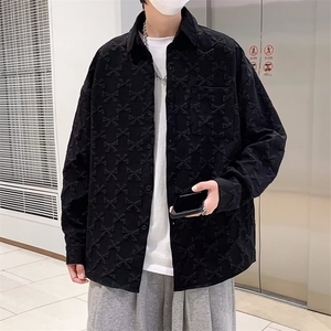 2023秋季发泡印花纯色衬衫男韩版潮流宽松衬衣外套 W5254-P38图片
