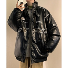 新款美式PU皮棉衣冬季加厚棉服潮牌机车外套ins男D233P128，男装棉衣，电商A335-1（原A458）