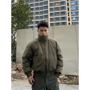 现货美式高街休闲棉衣夹克三防立领纯色户外工装加厚棉服外套图片
