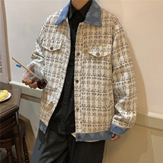 25春季高品质牛仔拼接小香风夹克高街港风中性男女外套W315-TP83，男装夹克，电商A170