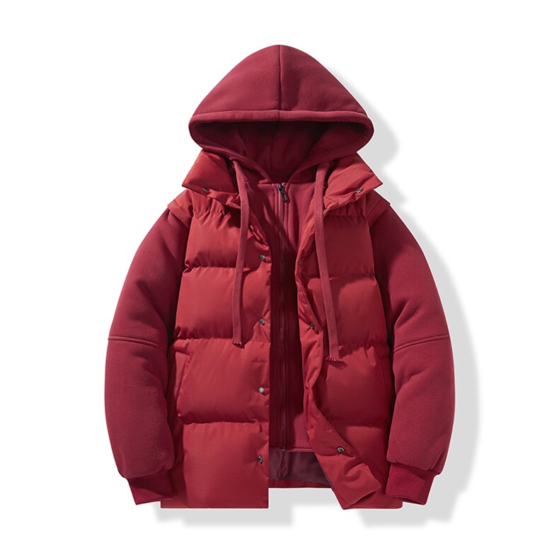 新款假两件棉服男加厚羽绒棉衣情侣款连帽拼色连帽外套M092-P75,男装棉衣,星座1403A