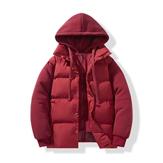 新款假两件棉服男加厚羽绒棉衣情侣款连帽拼色连帽外套M092-P75，男装棉衣，星座1403A
