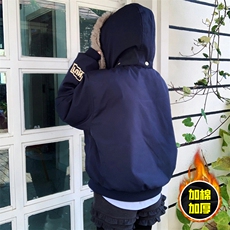 现货高品质美式高街重磅刺绣座山雕大毛毛领棉衣男女加厚棉服外套，男装棉衣，电商A486-1