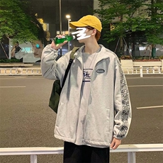 开衫卫衣男韩版潮流拼接腰果花2023秋冬新款ins宽松外套W3445-P36，男装卫衣，星座412-3