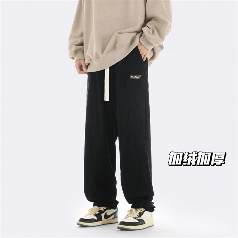23新款灯芯绒贴标加绒加厚直筒裤休闲束脚裤A316-1-K1209P68控85图片