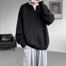 8XL-M高品质V领毛衣大码针织时尚外套慵懒风纯色打底衫MY1508/P68，男装针织衫/毛衣，电商B238