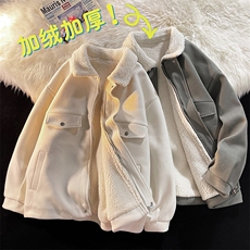 @地毯风呢料港风ins纯色羊羔毛短款保暖棉衣夹克A071-066-P125，男装棉衣，电商A071