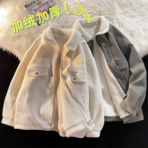 @地毯风 呢料港风ins纯色羊羔毛短款保暖棉衣夹克 A071-066-P125图片