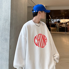 秋季港风男china字母印花圆领长袖套头大码卫衣A071-W557-P40，男装卫衣，电商A071