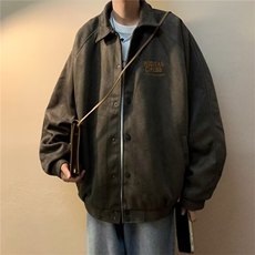 春秋季新款潮牌麂皮绒翻领夹克美式复古高街外套上衣W7167-P62，男装夹克，星座512-2