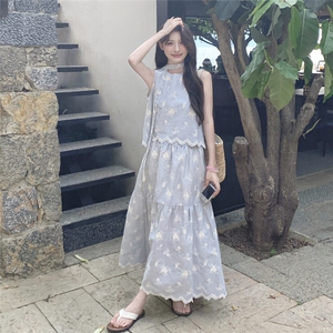 夏季新款韩系甜美减龄百搭显瘦开衫+半身裙两件套套装女图片