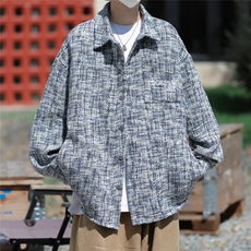 美式小香风刺绣编织外套男春秋季宽松复古千鸟格衬衣夹克W9278，男装夹克，星座1116A-1（原606A）