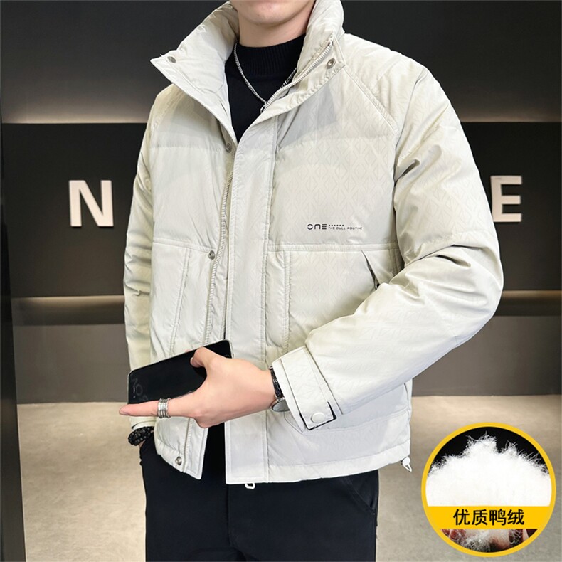 2025冬季新款男士立领时尚潮流保暖白鸭绒羽绒服,男装羽绒服,电商A225