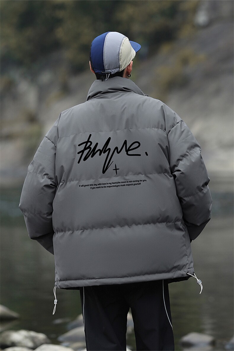 山系港风创意字母印花时尚立领休闲棉服A247-MY2099特批60控99,男装棉衣,电商A247