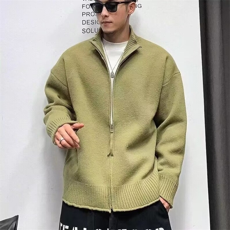 潮流文艺慵懒气质潮流纯色百搭毛衣外套立领秋冬新款ins开衫长,男装针织衫/毛衣,星座218-1（原230）