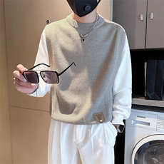 痞帅炸街男士拼接套头外套毛衣社会小伙店主风301C-M35-P88-控118，男装针织衫/毛衣，星座301C（原B323）