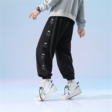日系2024秋冬款个性卡通印花束脚运动休闲潮牌卫裤8803-P50控69，男装休闲裤，星座914-3