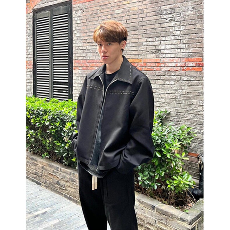 春秋季新款黑色时尚美式复古刺绣宽松休闲翻领夹克外套J777,男装夹克,星座1116A（原606A-3）