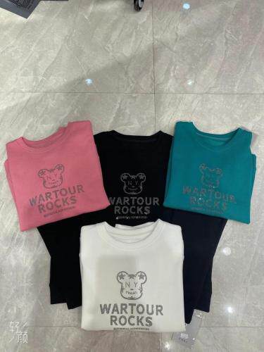 圆领烫钻卫衣，女装卫衣/绒衫，E·贝空间