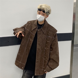 现货不缺货 欧美水洗皮衣 宽松假两件外套夹克 1209-1-JK17-P108图片