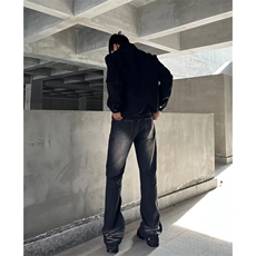 美式ins高街hiphop暗黑重工艺水洗暗黑微喇牛仔裤货号K2401P60，男装牛仔裤，电商A063