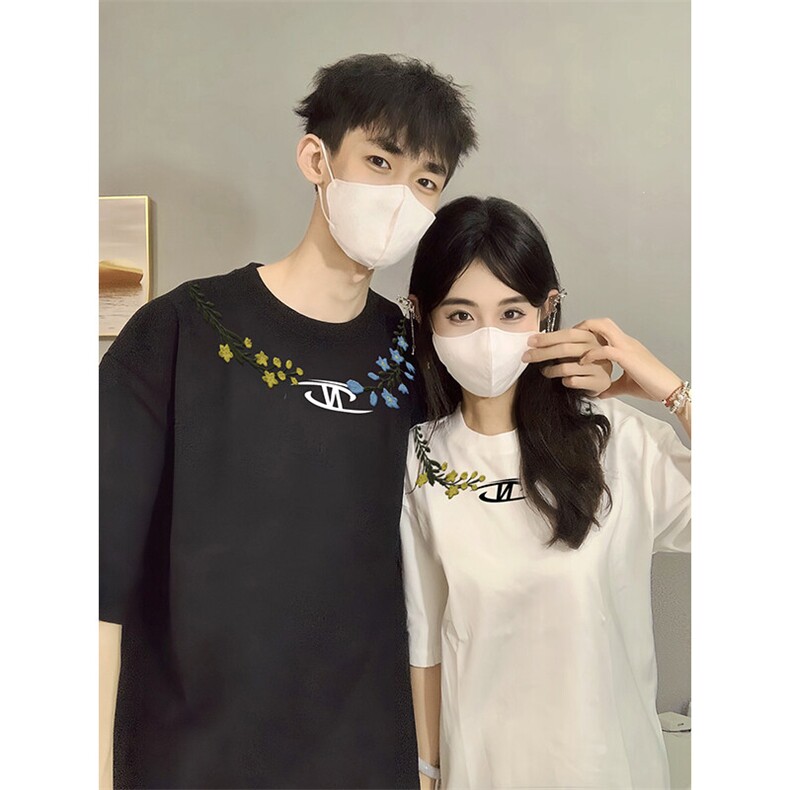 万针全刺绣解构设计260克重磅双纱纯棉高品质美式高街短袖T恤特33,男装T恤,电商A486