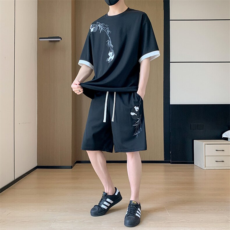TZ123-P48风印花新款港风青少年男生套装学生短袖短裤,男装牛仔裤,星座507A（原星座306B-2）