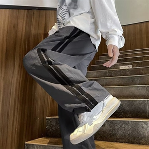 2024新款港风美式hiphop冰丝速干条纹休闲裤伞兵裤K702-P35图片