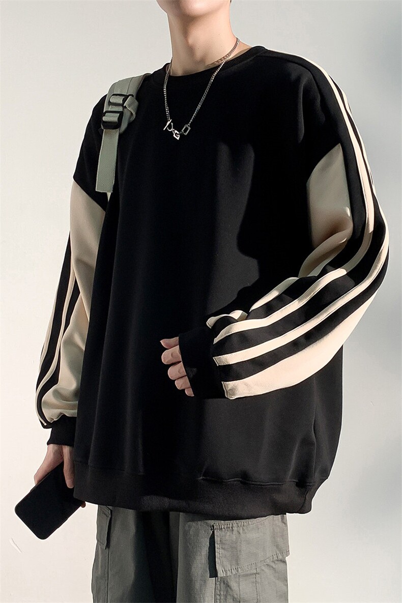 W6498-P40秋季新款300克美式vibe拉条圆领套头宽松卫衣,男装卫衣,星座109-1