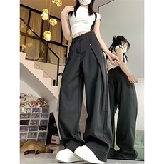 港风秋款男女西裤双层拼接情侣款直筒宽松休闲长裤h3100P45，男装西裤，星座1013-1