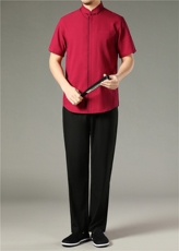 高档男唐装夏装太极服中式刺绣立领短袖上衣风时尚男夏装，男装中老年男装，钱塘723