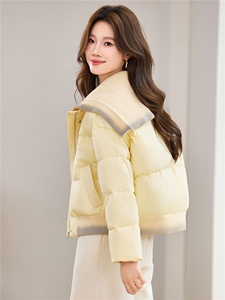 现货2025冬季新款休闲时尚无帽渐变针织领女士加厚加棉保暖棉服图片