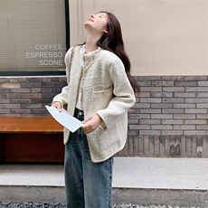 小香风流苏毛呢外套女秋冬2025新款小个子气质减龄独特超好看大衣，女装短外套，2C309